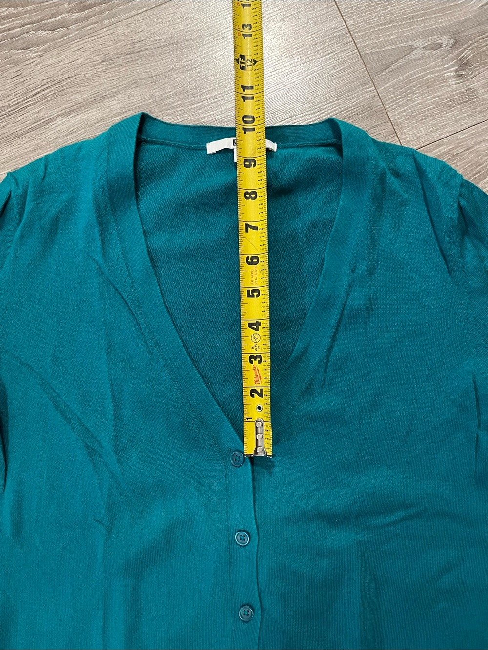 Uniqlo 100% cotton knit Teal V-Neck Button Cardigan Sweater. Womens small-medium - Picture 6 of 11